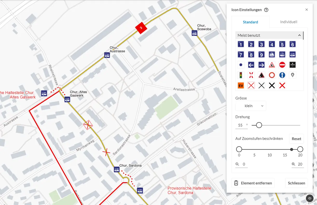 Simple drawing of local information